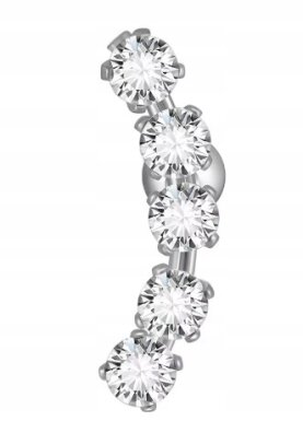 Kolczyk do Ucha PIERCING Helix Cyrkonie Stal Ch 316L