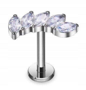 Tytanowy Kolczyk Labret PIERCING z Cyrkoniami HELIX Lobe