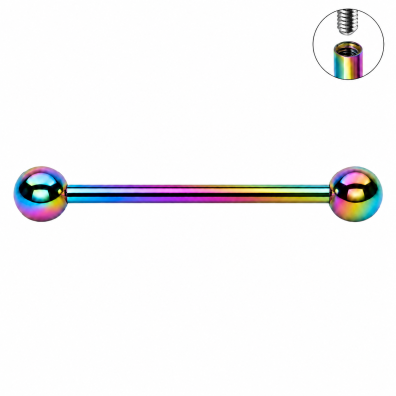 Tytanowy KOLOROWY Kolczyk Sztanga Klasyczna Kuleczki PIERCING