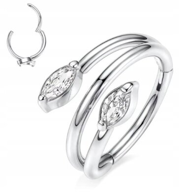 Tytanowy Kolczyk Clicker PIERCING kółko Cyrkonie Muszla HELIX Lobe 1,2/8-10