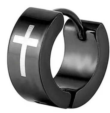 HUGGIE Kolczyk Do Ucha Ze STALI Krzyż Krzyżyk Gothic Punk Rock