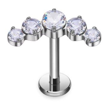 Tytanowy Kolczyk Labret PIERCING z Cyrkoniami HELIX Lobe