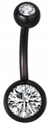 CZARNY KOLCZYK DO PĘPKA CYRKONIA, KULECZKI SS316L