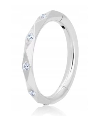 Srebrny Tytanowy Kolczyk Clicker PIERCING z Cyrkoniami HELIX Lobe 1,2/8-10