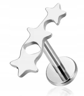 Tytanowy Kolczyk Labret PIERCING Gwiazda Gwiazdki HELIX Lobe