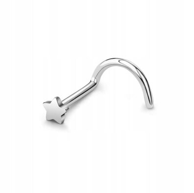 Tytanowy SREBRNY Kolczyk do Nosa Gwiazdka NOSTRIL PIERCING