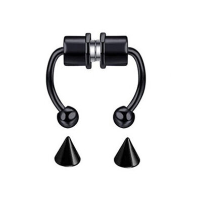 Fake septum U Kolczyk do Nosa Stal Punk Magnesy
