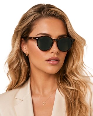 Okulary Przeciwsłoneczne Unisex Szylkretowe Okrągłe Brązowe UV400