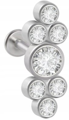 LABRET Śliczny Kolczyk z Cyrkoniami SS316L 1,2/8