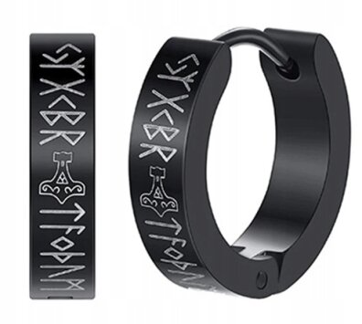 Viking Norse Kolczyk Do Ucha Okrągły Ze Stali Punk Gothic