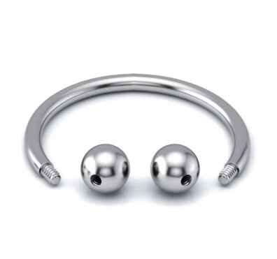 Tytanowy Kolczyk PIERCING Podkówka z Kuleczkami SREBRNY 1,2/6-10/3+3