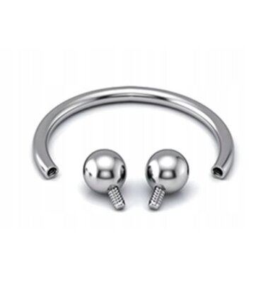 Tytanowy Kolczyk PIERCING Podkówka z Kuleczkami SREBRNY 1,2/6-10/3+3