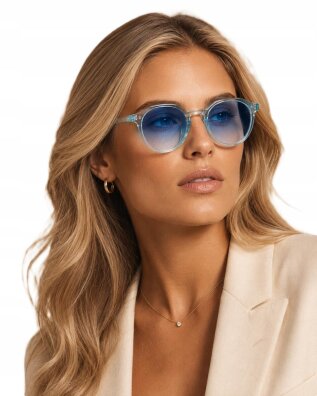 Okulary Przeciwsłoneczne Damskie Transparentne Niebieskie UV400 Retro