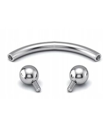 Tytanowy Kolczyk PIERCING Banan z Kuleczkami SREBRNY 1,2/6-10/3+3