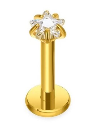 Tytanowy Kolczyk Labret PIERCING z cyrkonią Gwiazdka HELIX Lobe 1,2/6-10/3 MM