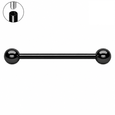  Tytanowy CZARNY Kolczyk Sztanga Klasyczna Kuleczki PIERCING