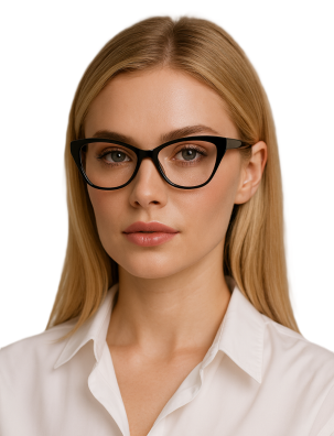 Czarne damskie okulary zerówki cat-eye eleganckie oprawki do komputera