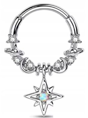 Kolczyk kółko clicker helix Septum Cyrkonie Punk PIERCING Stal 316L 1,2/8-10