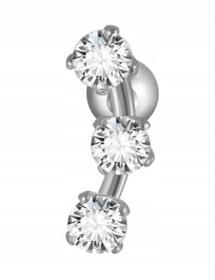 Kolczyk do Ucha PIERCING Helix Cyrkonie Stal Ch 316L