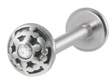 PIERCING Kolczyk Labret Okrągły Kształt z Cyrkonią Stal Ch 316L 1,2/8