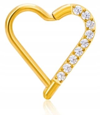 Tytanowy Kolczyk Clicker PIERCING Serce z Cyrkoniami HELIX Lobe 1,2/8