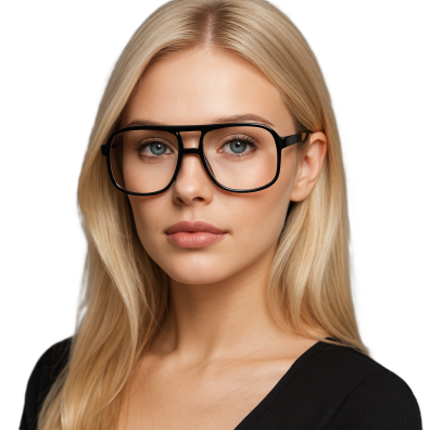 Czarne okulary zerówki retro aviator unisex – modne duże oprawki vintage