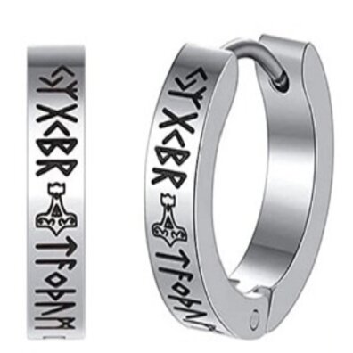 Viking Norse Kolczyk Do Ucha Okrągły Ze Stali Punk Gothic