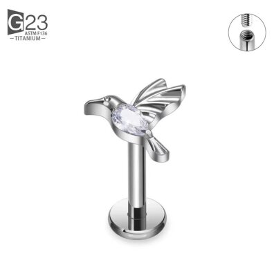 Tytanowy Kolczyk Labret PIERCING G23 Koliber Cyrkonia HELIX Lobe