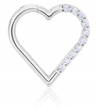 Tytanowy Kolczyk Clicker PIERCING Serce z Cyrkoniami HELIX Lobe 1,2/8