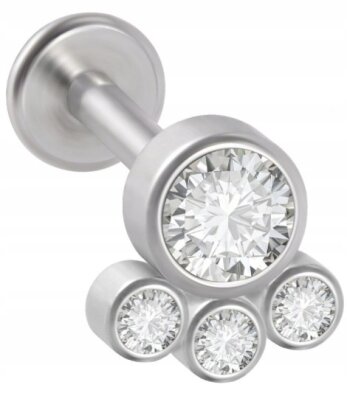 LABRET Śliczny Kolczyk z Cyrkoniami SS316L 1,2/8