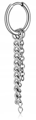 Kolczyk Do Ucha HUGGIE Łańcuszek Gothic Punk STAL