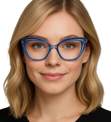 Eleganckie Okulary Zerówki Antiblue Transparentne designerskie typu Cat Eye