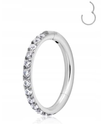 Tytanowy Kolczyk Clicker PIERCING kółko Cyrkonie Septum HELIX Lobe 1,2/8-10 MM