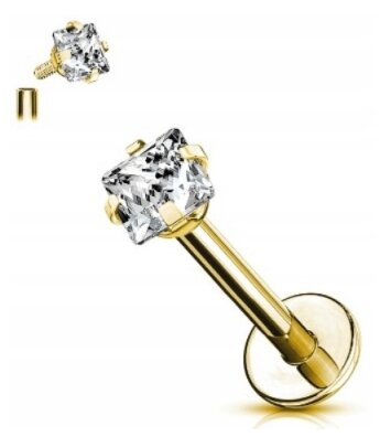 Labret Kolczyk do Ucha Kryształek SS316L 1,2/6-10/2-4 MM