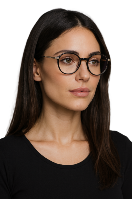 Stylowe okulary zerówki damskie czarno-złote elegancki design, lekka oprawa
