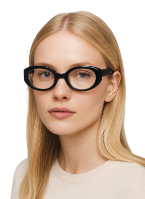 Czarne okulary zerówki w stylu retro, gruba oprawka, owalny kształt, unisex