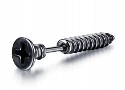 Kolczyk Do Ucha WKRĘT ŚRUBA Czarna Stal Punk Gothic