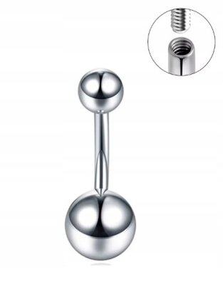 Tytanowy Kolczyk do Pępka z Kuleczkami SREBRNY PIERCING 1,6/10/8+5