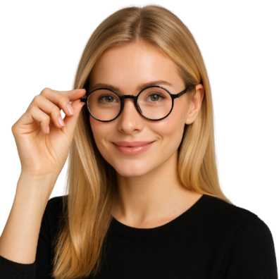 Czarne okrągłe okulary zerówki retro unisex – lekkie oprawki, BLUE-LIGHT