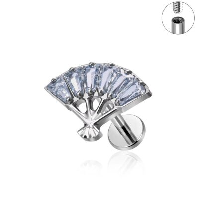 Tytanowy Kolczyk Labret PIERCING Wachlarz Cyrkonie HELIX Lobe
