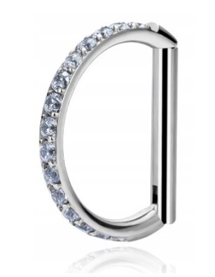 Tytanowy Kolczyk Clicker PIERCING Kształt D Cyrkonie HELIX Lobe 1,2/8-10