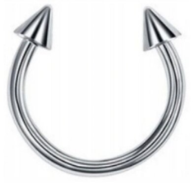 Podkówka Kolczyk do Nosa, Ucha, Wargi ze Stożkami SS316L 1,2/6-10/3+3 mm