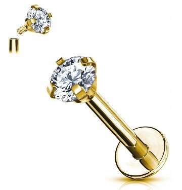 Labret Kolczyk do Ucha Kryształek SS316L 1,2/6-10/2-4 MM