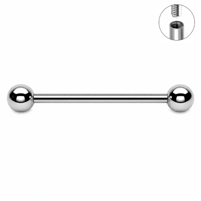 Tytanowy SREBRNY Kolczyk Sztanga Klasyczna Kuleczki PIERCING 