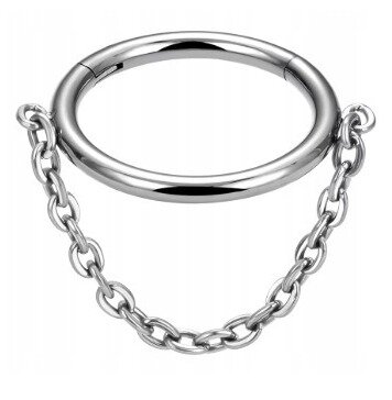 Tytanowy Kolczyk Clicker PIERCING Kółko z Łańcuszkiem HELIX Lobe 1,2/8-10