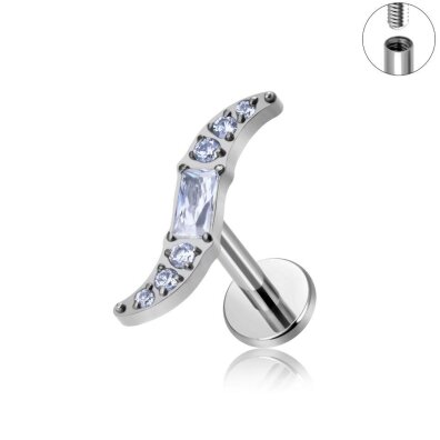 Tytanowy Kolczyk Labret PIERCING Księżyc Cyrkonie HELIX Lobe