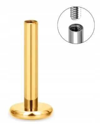 Tytanowy Labret Kolczyk ZŁOTY PIERCING 1,2/6-12 mm