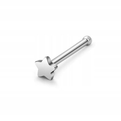 Tytanowy SREBRNY Kolczyk do Nosa Gwiazdka NOSTRIL PIERCING