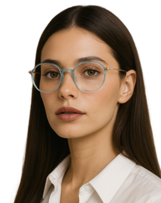 Stylowe okulary zerówki damskie niebiesko-złote elegancki lekka oprawa