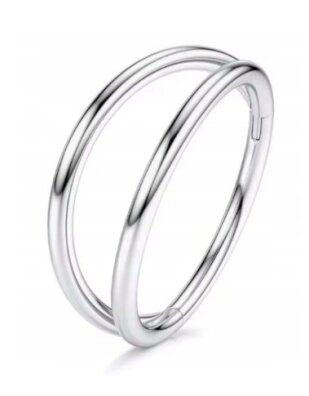 Srebrny Tytanowy Kolczyk Clicker PIERCING Podwójne kółko HELIX Lobe 1,2/8-10